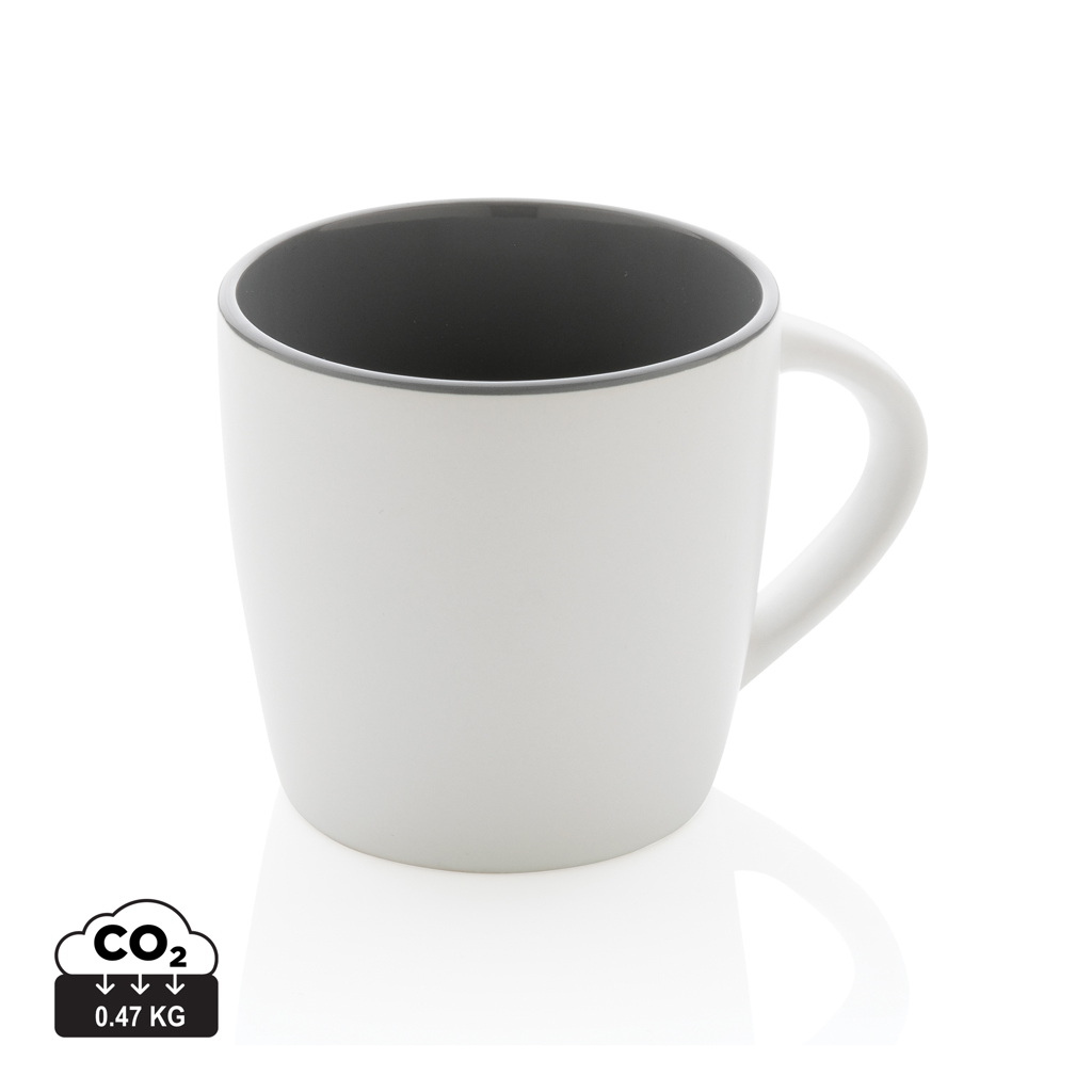 Mug personnalisé 300ml en céramique avec intérieur coloré Blanc et Gris